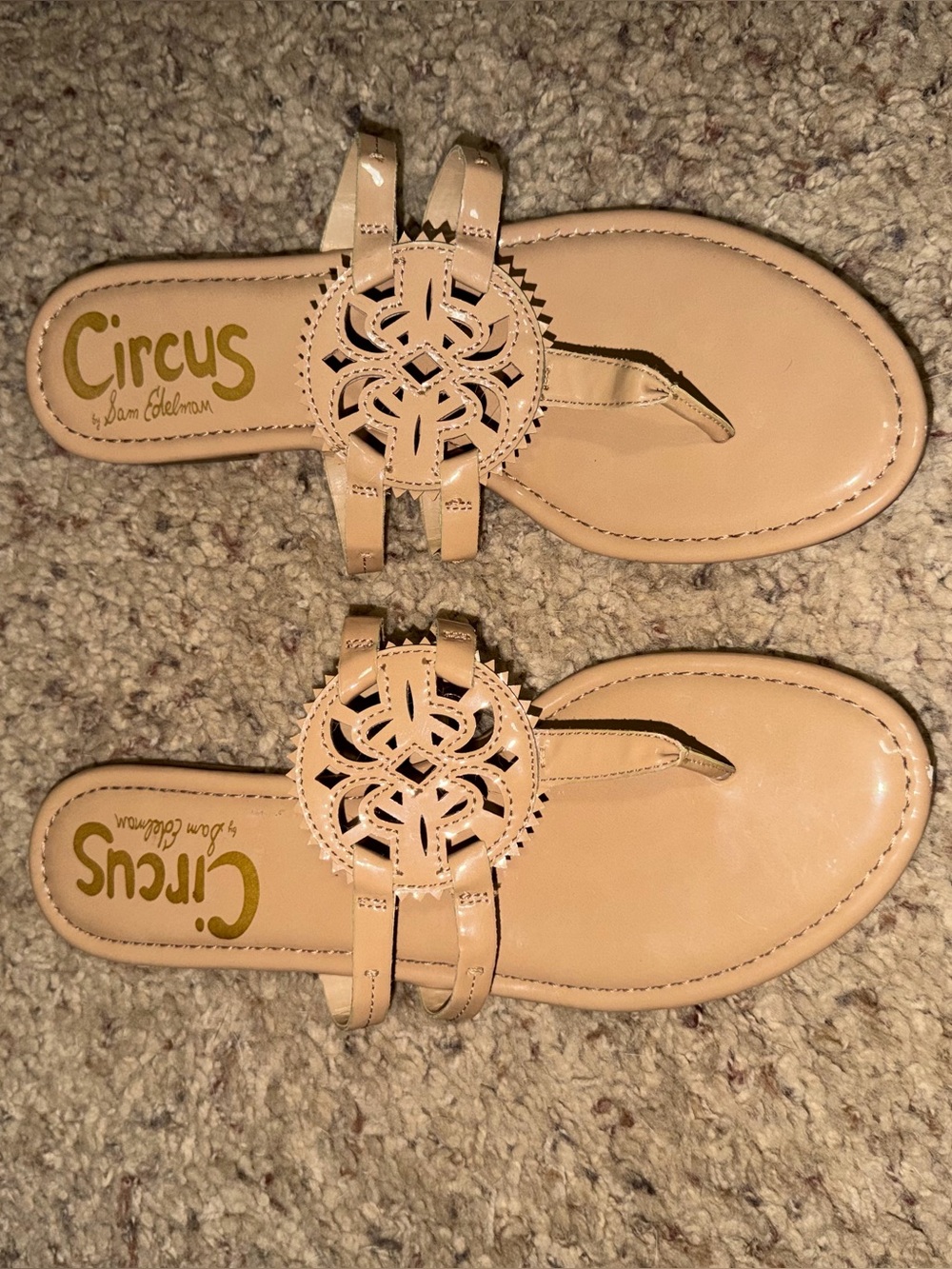 CIRCUS BY SAM EDELMAN WOMENS CANYON THONG FLIP FLOP SANDALS / TAN / SIZE 9